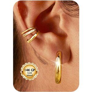 Tube 14K Gold Plated Non Pierced Adjustable Fake Ear Cuff Earrings for Women